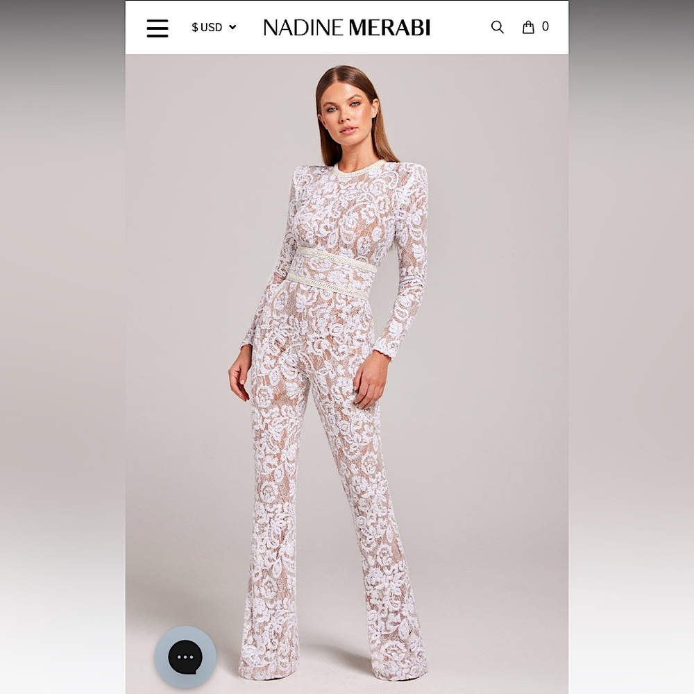 NADINE MERABI Bella White Jumpsuit Brand New with Tags + Box Size Small